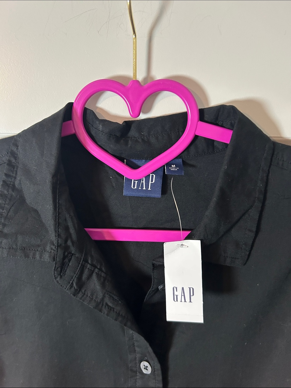 GAP Black Short-Sleeve Tiered Button-Front Mini Dress - Picture 3 of 4